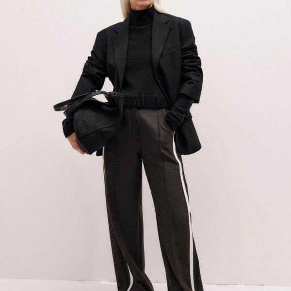 Me + Em High Neck Crop Jumper – luxury British Black in Me and Em exclusively at Coveti