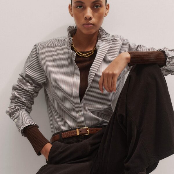 Me + Em Impossibly Soft Shirt – luxury British Brown in Me and Em exclusively at Coveti