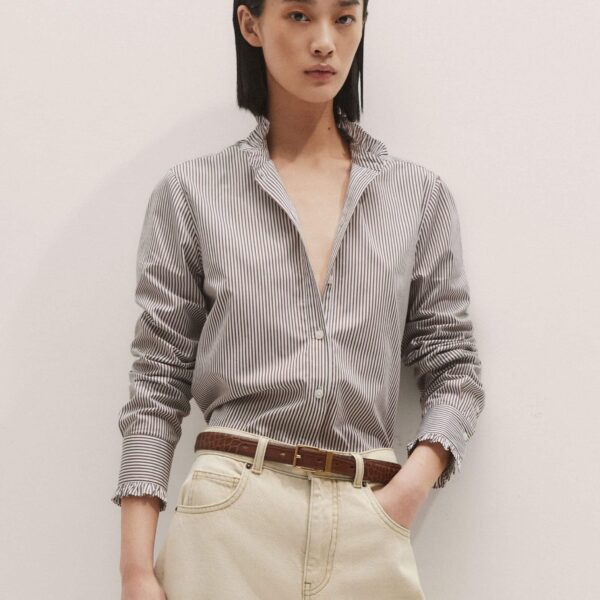 Me + Em Impossibly Soft Shirt – luxury British Brown in Me and Em exclusively at Coveti