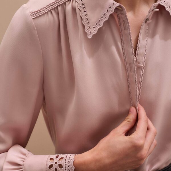 Me + Em In-The-Details Blouse – luxury British Pink in Me and Em exclusively at Coveti