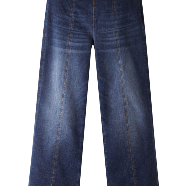Me and Em Kick Flare Crop Travel Jean – luxury British Blue in Me and Em exclusively at Coveti
