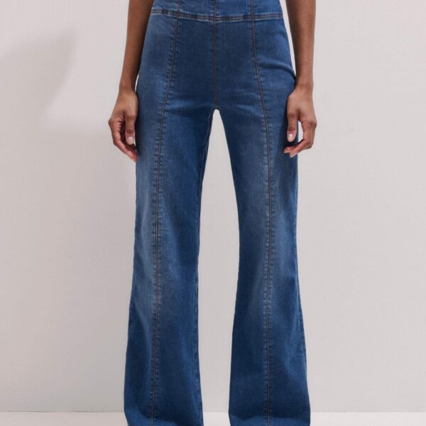 Me and Em Kick Flare Travel Jean – luxury British Blue in Me and Em exclusively at Coveti