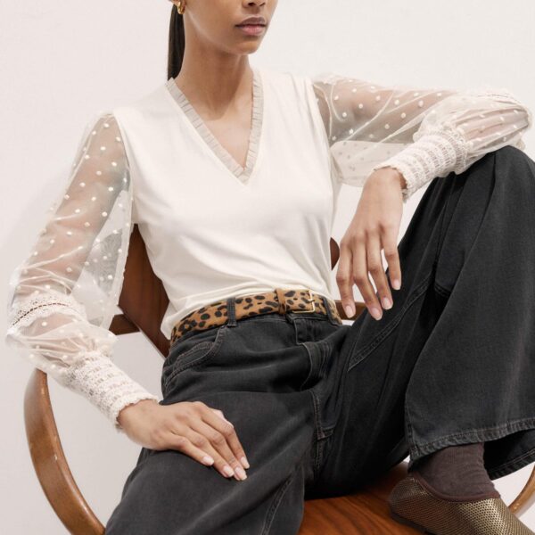 Me + Em Layering Blouse – luxury British Ivory in Me and Em exclusively at Coveti