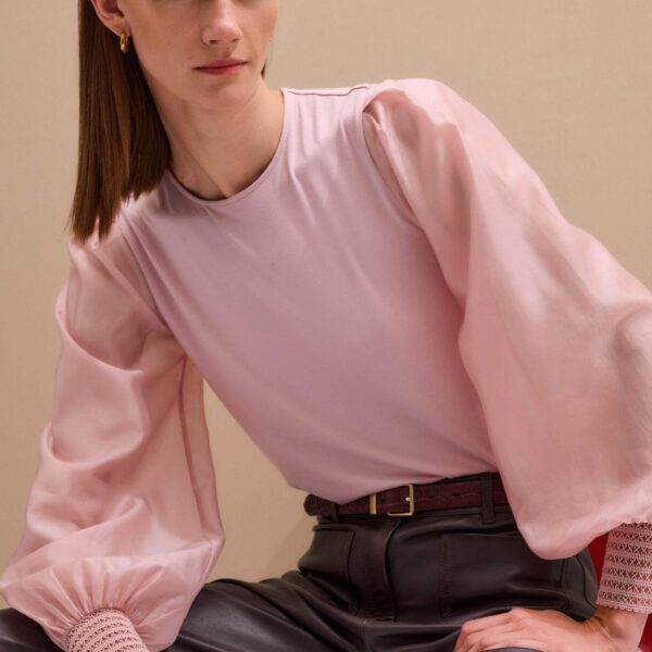 Me + Em Layering Blouse – luxury British Pink in Me and Em exclusively at Coveti