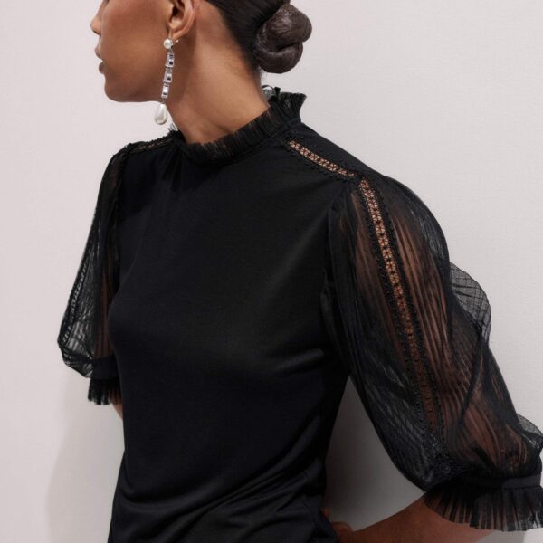 Me + Em Layering Blouse – luxury British Black in Me and Em exclusively at Coveti