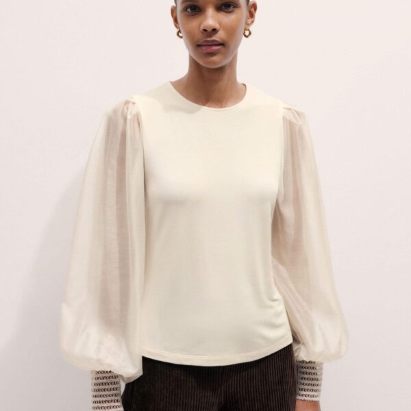 Me + Em Layering Blouse – luxury British Ivory in Me and Em exclusively at Coveti