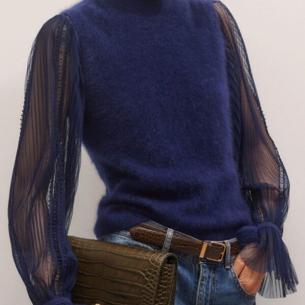 Me + Em Layering Blouse – luxury British Blue in Me and Em exclusively at Coveti