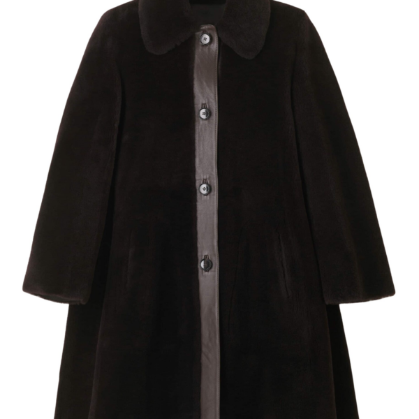 Me and Em Luxe Swing Coat – luxury British Brown in Me and Em exclusively at Coveti