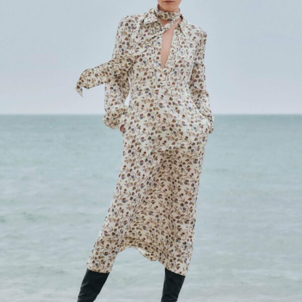 Me + Em Maxi Dress + Belt – luxury British Ivory in Me and Em exclusively at Coveti