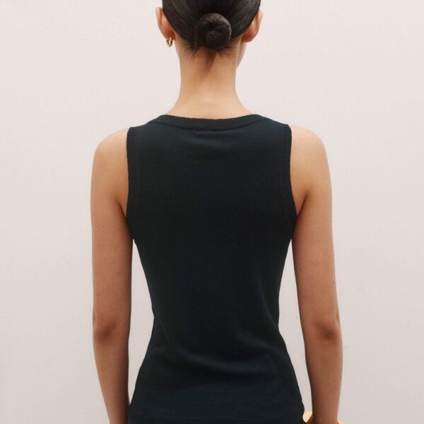 Me + Em Metallic AM-PM Tank – luxury British Blue in Me and Em exclusively at Coveti