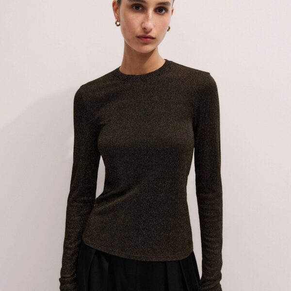 Me and Em Metallic AM-PM Top – luxury British Metallic in Me and Em exclusively at Coveti