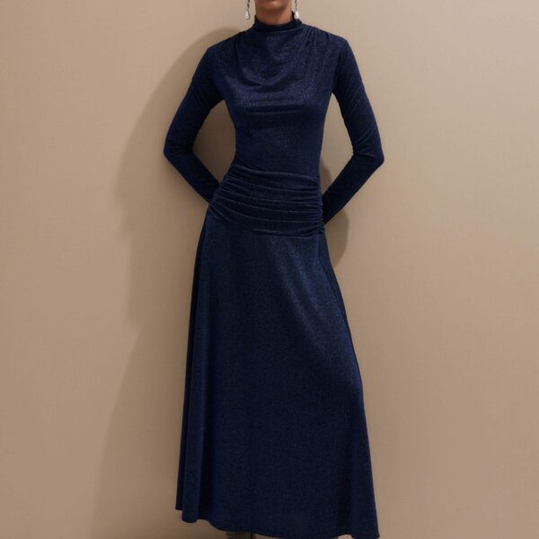 Me and Em Metallic Maxi Dress – luxury British Blue in Me and Em exclusively at Coveti