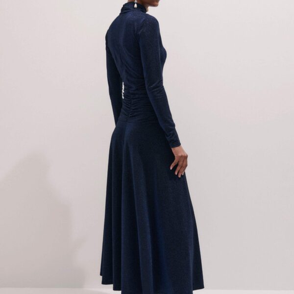 Me + Em Metallic Maxi Dress – luxury British Blue in Me and Em exclusively at Coveti