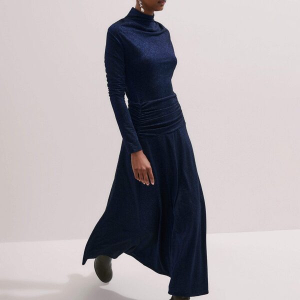 Me and Em Metallic Maxi Dress – luxury British Blue in Me and Em exclusively at Coveti