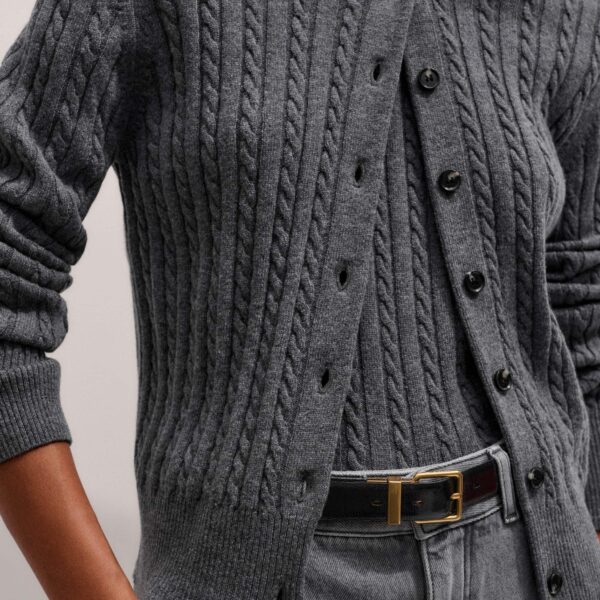 Me and Em Micro Cable Cardigan – luxury British Grey in Me and Em exclusively at Coveti