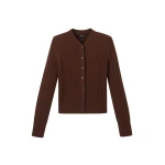 Me and Em Micro Cable Cardigan – luxury British Brown in Me and Em exclusively at Coveti