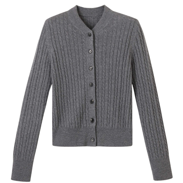 Me and Em Micro Cable Cardigan – luxury British Grey in Me and Em exclusively at Coveti