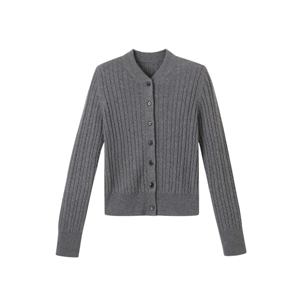 Me and Em Micro Cable Cardigan – luxury British Grey in Me and Em exclusively at Coveti