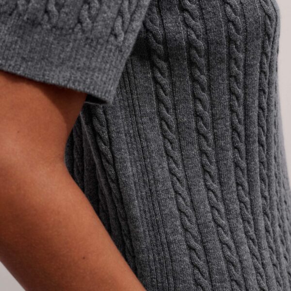 Me and Em Micro Cable Knit Tee – luxury British Grey in Me and Em exclusively at Coveti