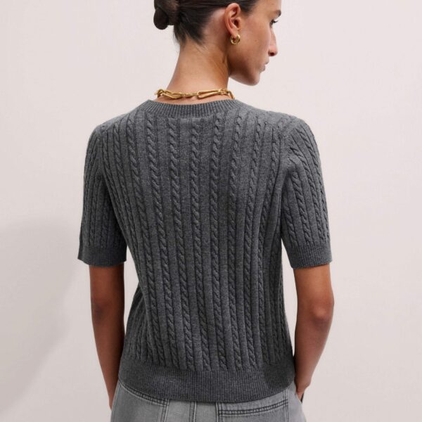 Me and Em Micro Cable Knit Tee – luxury British Grey in Me and Em exclusively at Coveti