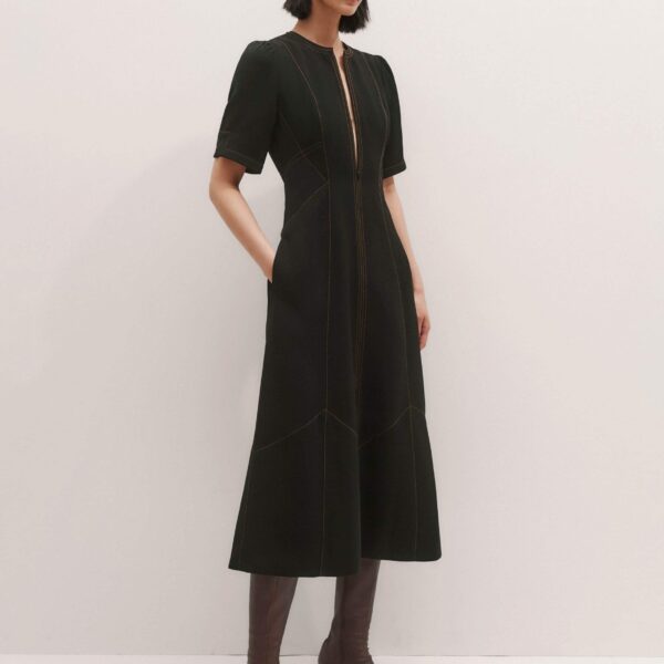 Me + Em Midi Dress + Belt – luxury British Black in Me and Em exclusively at Coveti