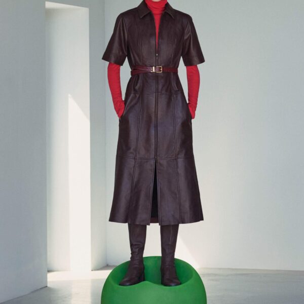 Me + Em Midi Dress + Belt – luxury British Brown in Me and Em exclusively at Coveti
