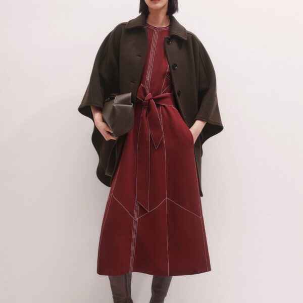 Me + Em Midi Dress + Belt – luxury British Red in Me and Em exclusively at Coveti