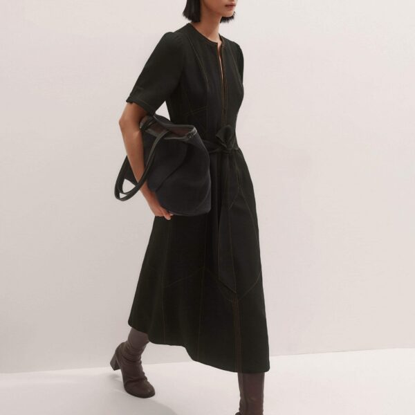 Me + Em Midi Dress + Belt – luxury British Black in Me and Em exclusively at Coveti