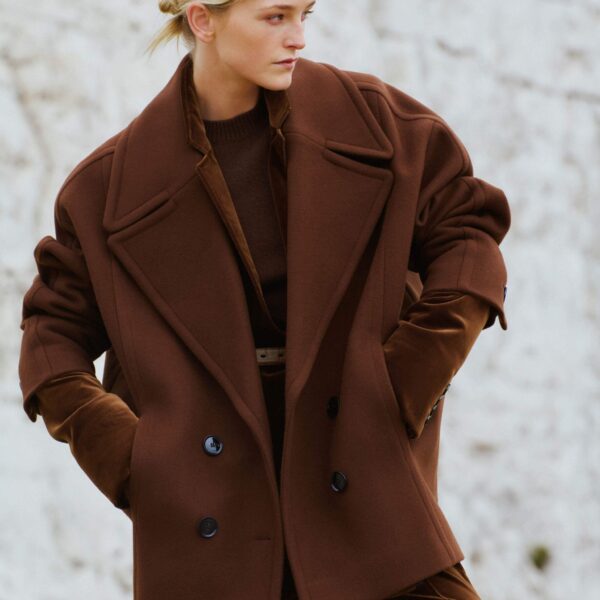 Me + Em Military Coat – luxury British Brown in Me and Em exclusively at Coveti