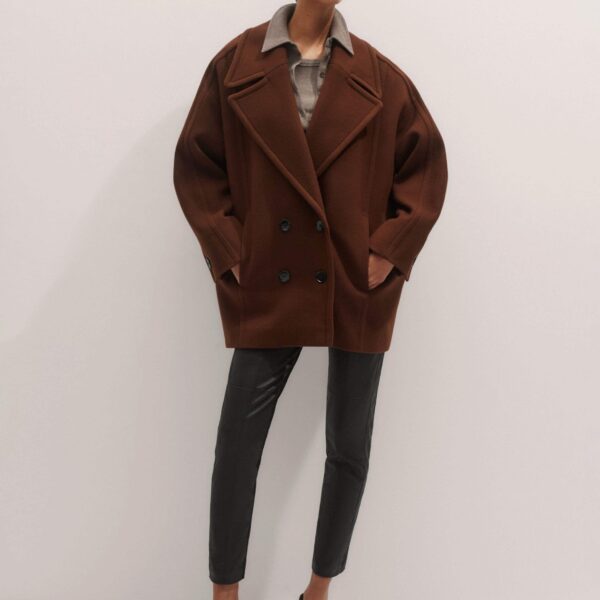 Me and Em Military Coat – luxury British Brown in Me and Em exclusively at Coveti