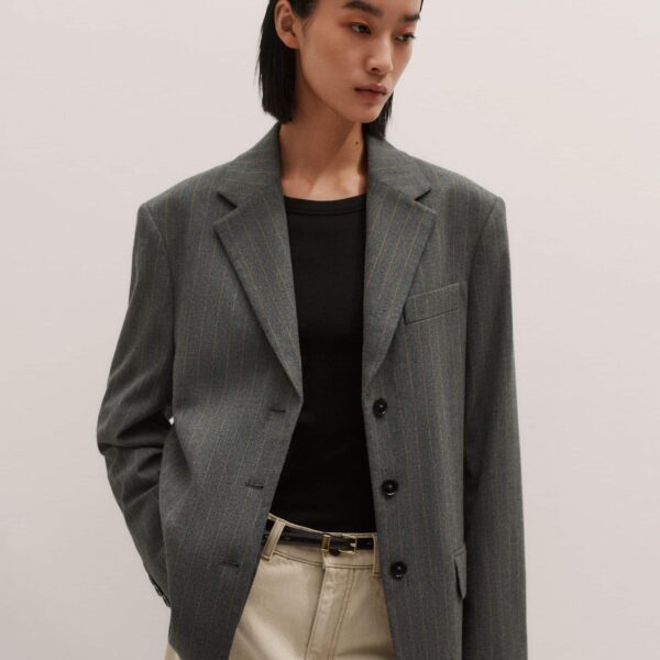 Me + Em Oversized Blazer – luxury British Grey in Me and Em exclusively at Coveti