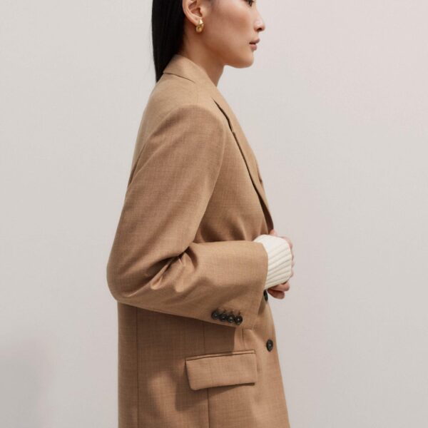Me + Em Oversized Blazer – luxury British Brown in Me and Em exclusively at Coveti