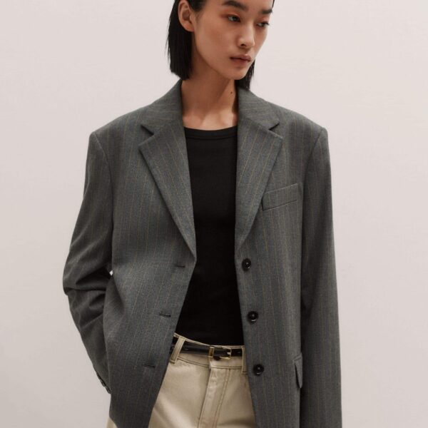 Me + Em Oversized Blazer – luxury British Grey in Me and Em exclusively at Coveti