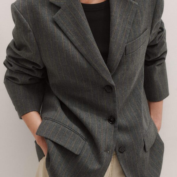 Me and Em Oversized Blazer – luxury British Grey in Me and Em exclusively at Coveti