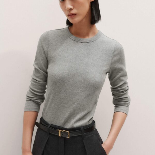 Me + Em Perfect Basic Top – luxury British Grey in Me and Em exclusively at Coveti
