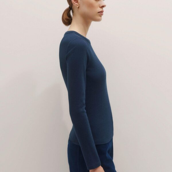 Me and Em Perfect Basic Top – luxury British Blue in Me and Em exclusively at Coveti
