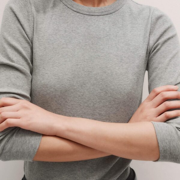 Me + Em Perfect Basic Top – luxury British Grey in Me and Em exclusively at Coveti