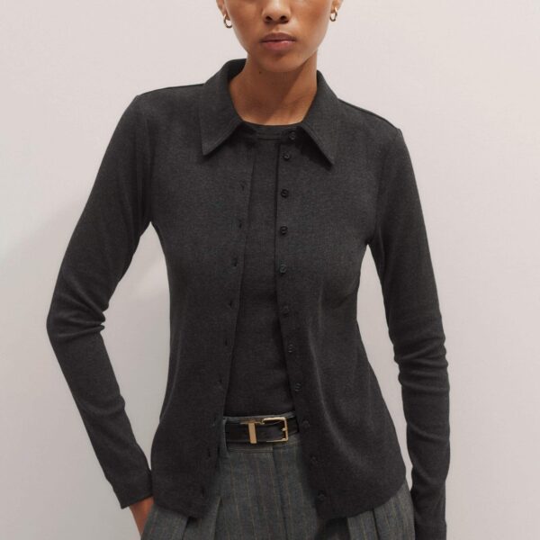 Me + Em Perfect Basic Vest – luxury British Grey in Me and Em exclusively at Coveti