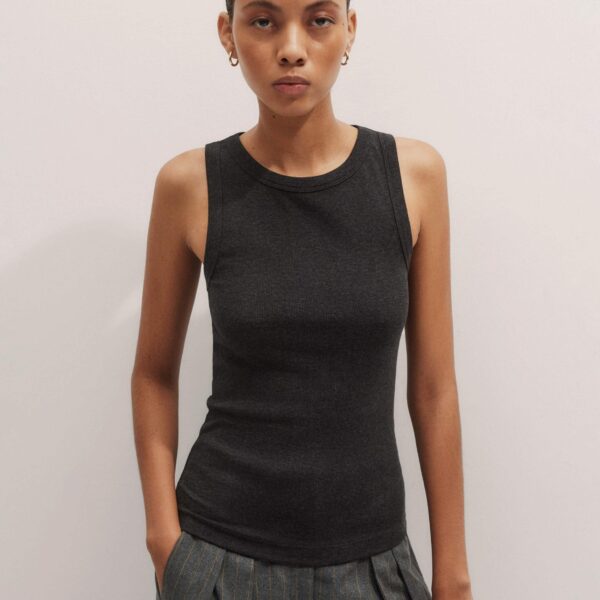 Me + Em Perfect Basic Vest – luxury British Grey in Me and Em exclusively at Coveti