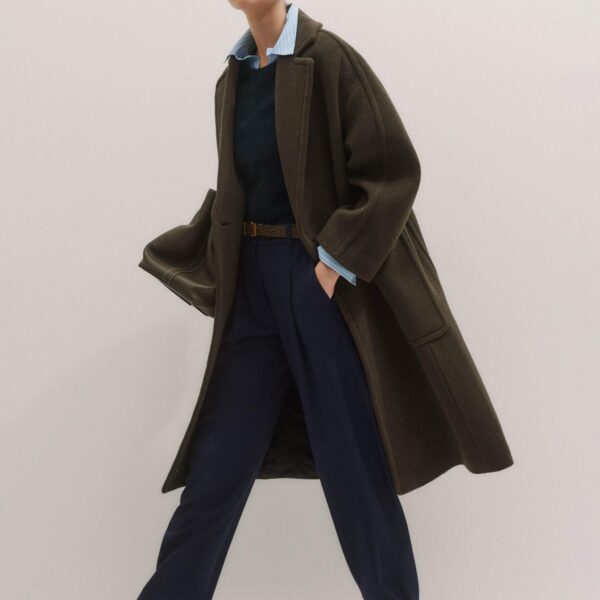 Me and Em Pleat Tapered Trouser – luxury British Blue in Me and Em exclusively at Coveti