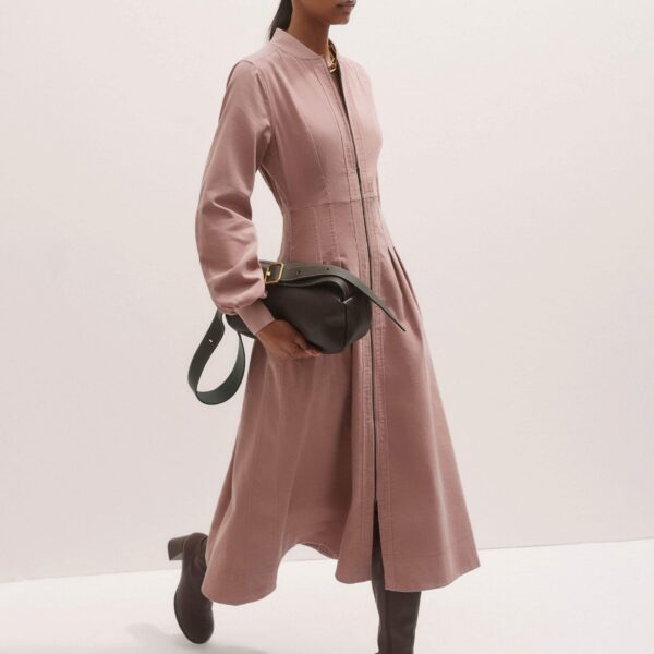 Me + Em Pleated Midi Dress – luxury British Pink in Me and Em exclusively at Coveti