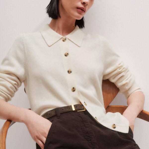 Me + Em Relaxed Knit Shirt – luxury British Ivory in Me and Em exclusively at Coveti