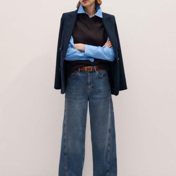Me + Em Relaxed-Leg Jean – luxury British Blue in Me and Em exclusively at Coveti