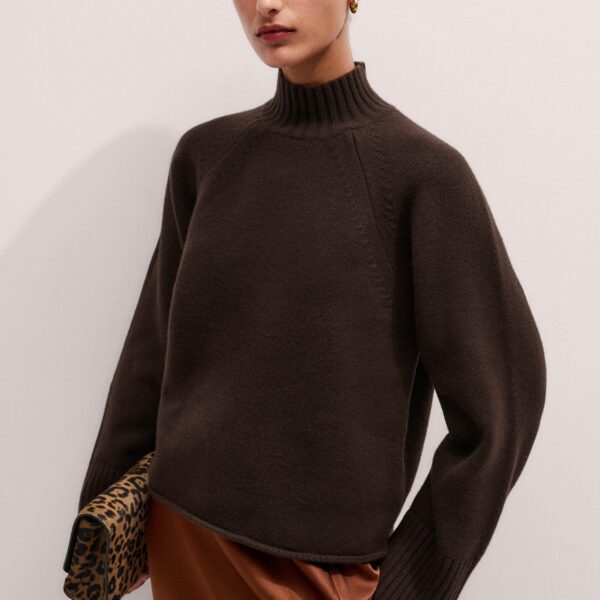 Me + Em Relaxed Luxe Sweater – luxury British Brown in Me and Em exclusively at Coveti
