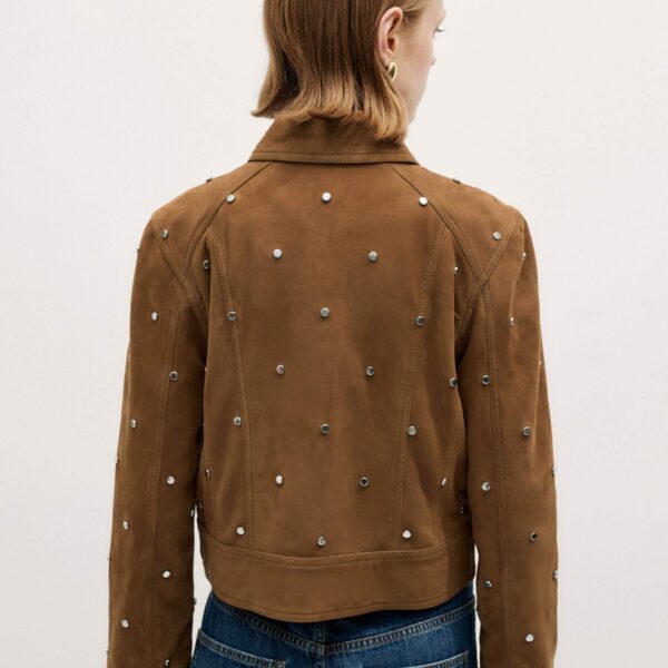 Me + Em Relaxed Studded Jacket – luxury British Brown in Me and Em exclusively at Coveti