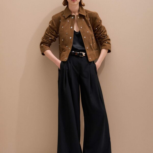 Me and Em Relaxed Studded Jacket – luxury British Brown in Me and Em exclusively at Coveti