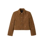 Me and Em Relaxed Studded Jacket – luxury British Brown in Me and Em exclusively at Coveti