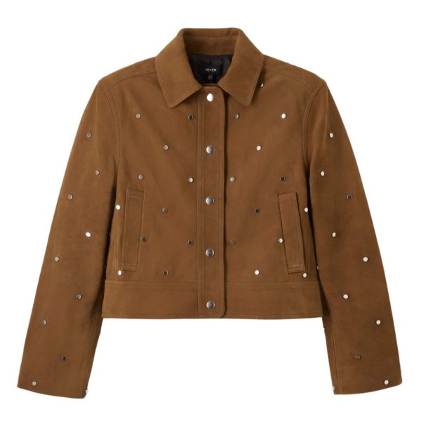 Me and Em Relaxed Studded Jacket – luxury British Brown in Me and Em exclusively at Coveti