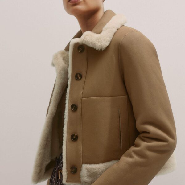 Me and Em Reversible Jacket – luxury British Beige in Me and Em exclusively at Coveti