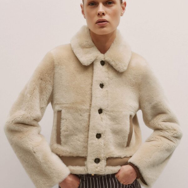 Me and Em Reversible Jacket – luxury British Beige in Me and Em exclusively at Coveti